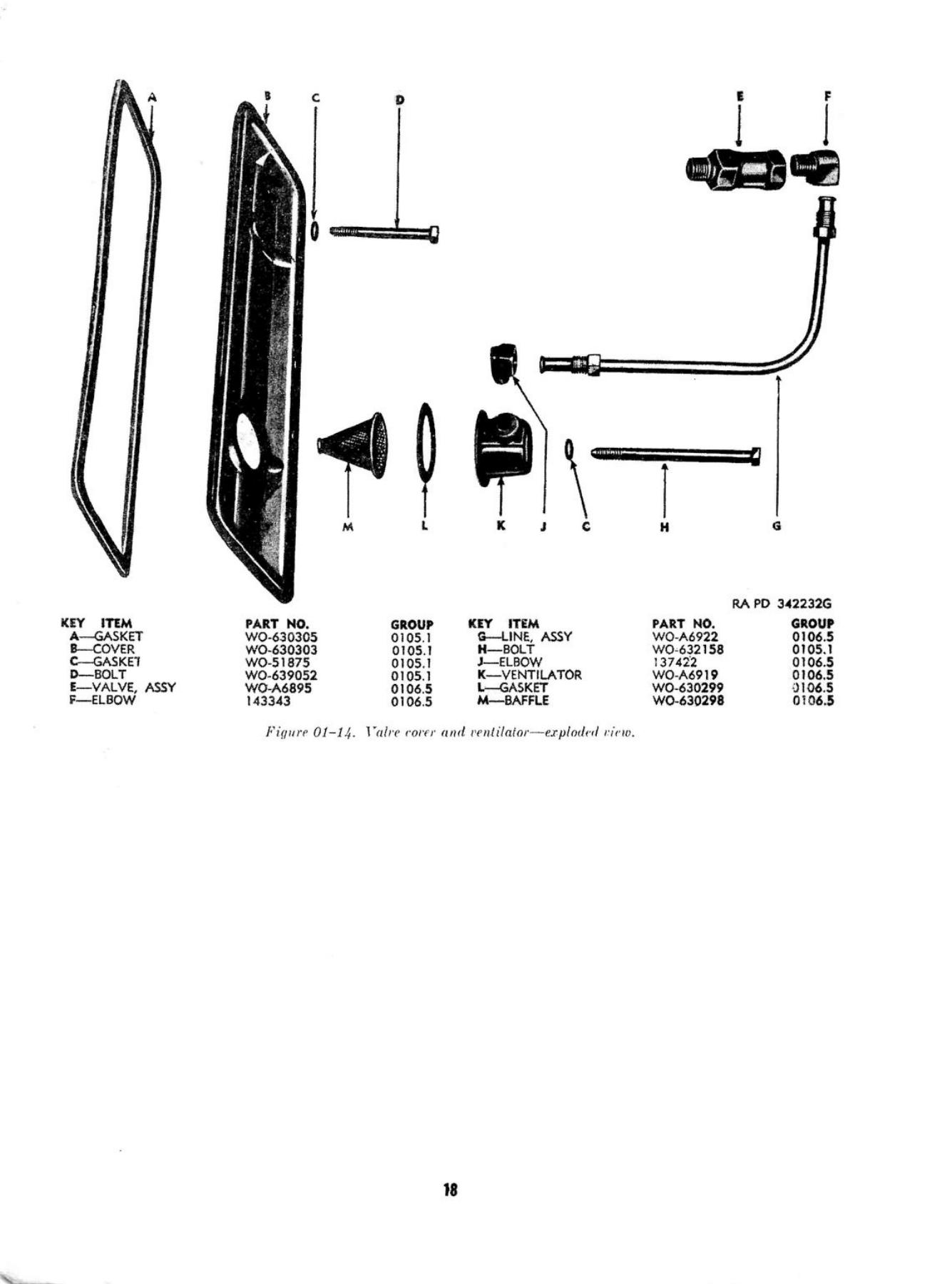 Valve Cover and Vent - Original Drawing ORD 9 G503 with Parts Markings