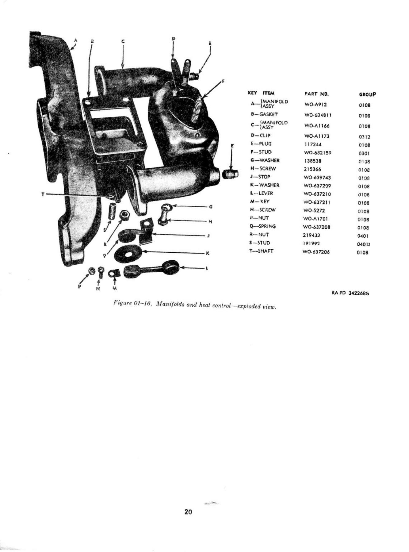 Intake and Exhaust Manifold - ORD 9 G503 Original Drawing with Parts Markings