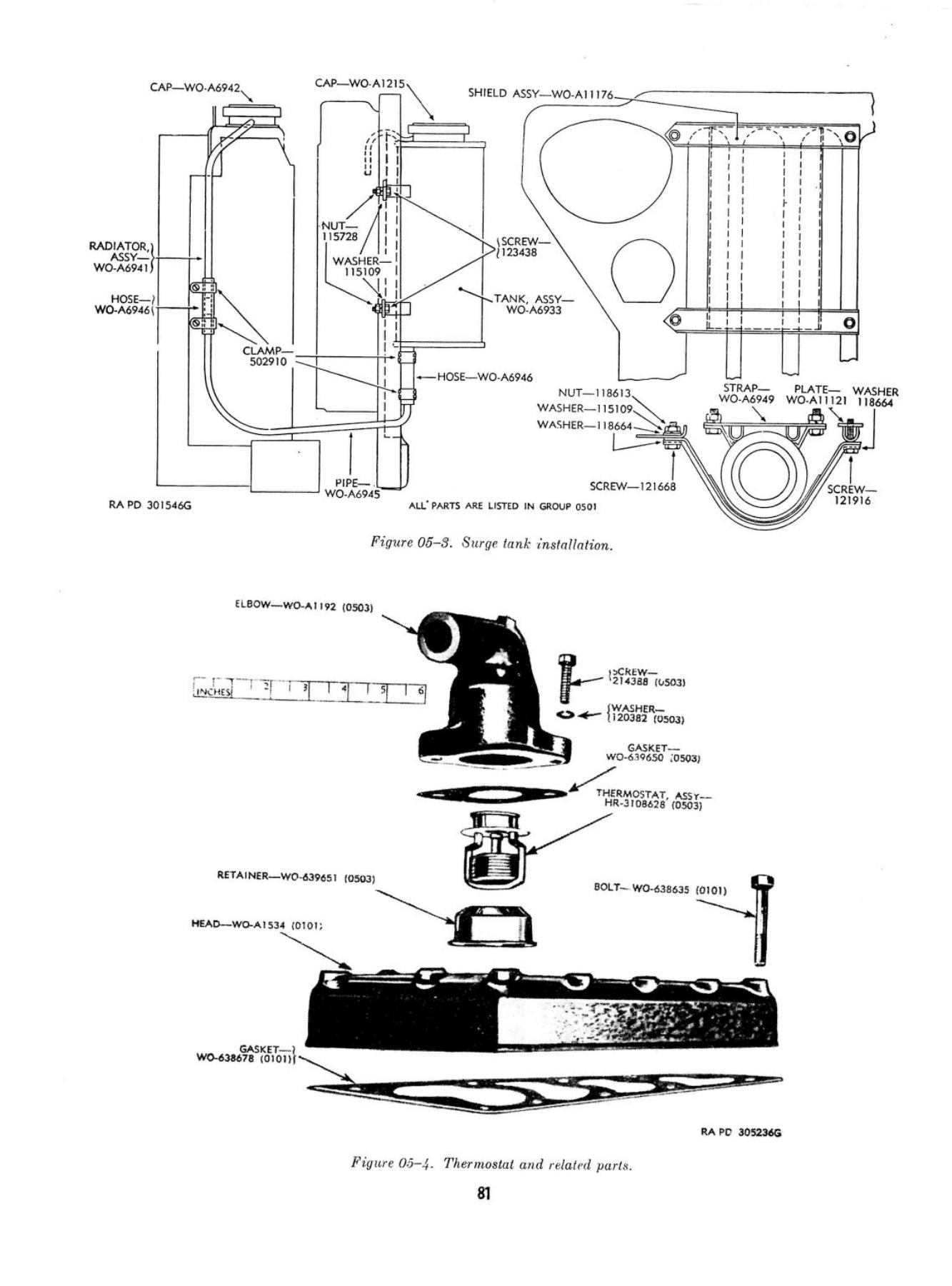 Thermostat and accessory pan - original ORD 9 G503 drawing with part markings