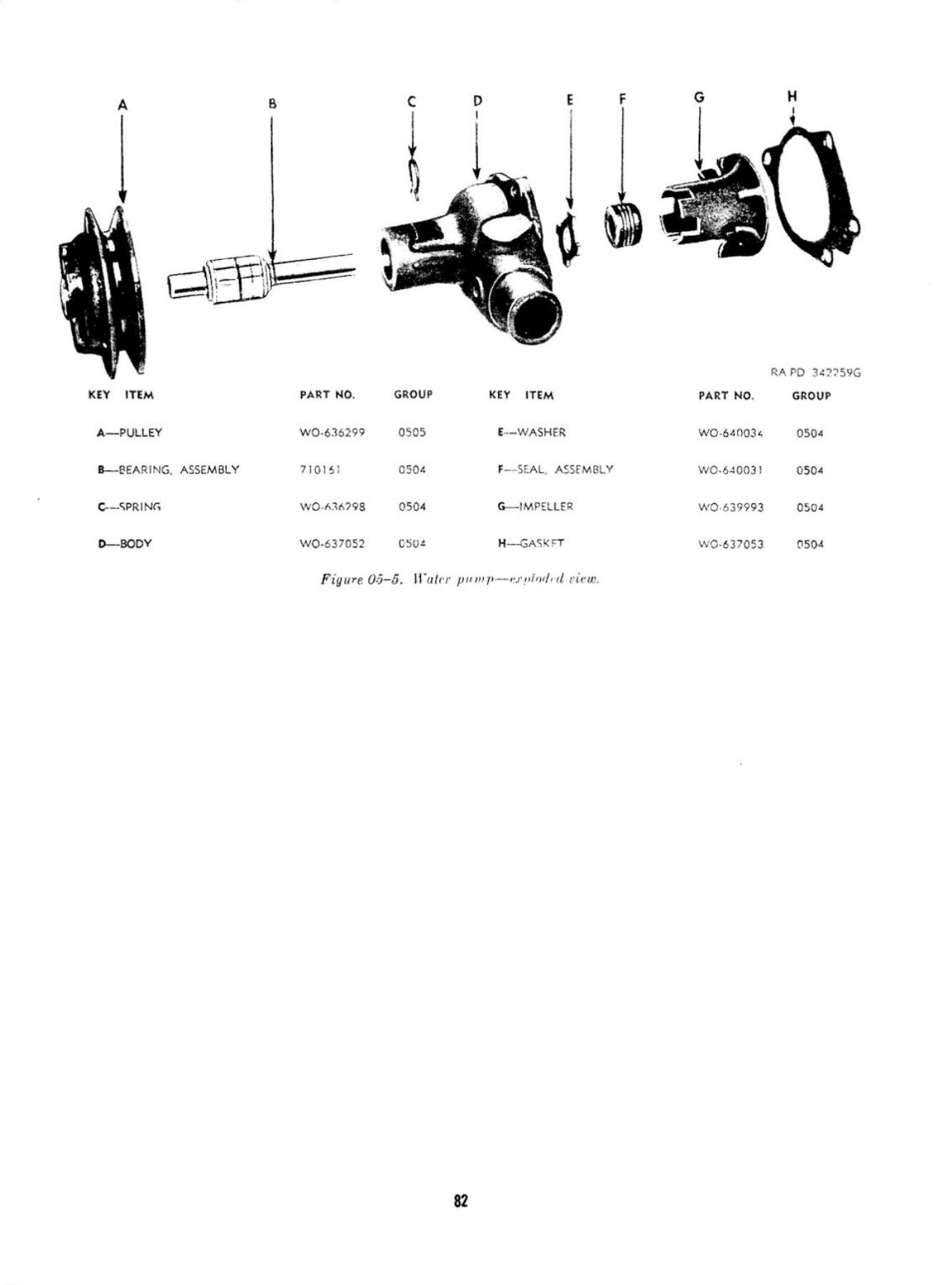 Water Pump - Exploded View - Original ORD 9 G503 Drawing With Parts Markings