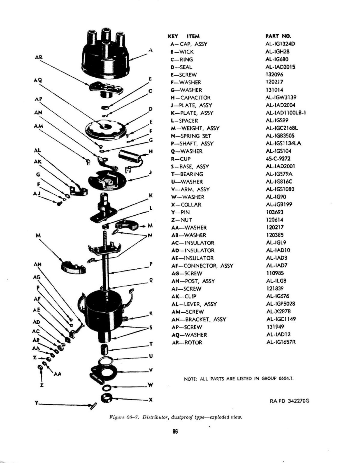 Ignition Distributor - Proprietary Type - ORD 9 G503 Original Drawing with Parts Markings