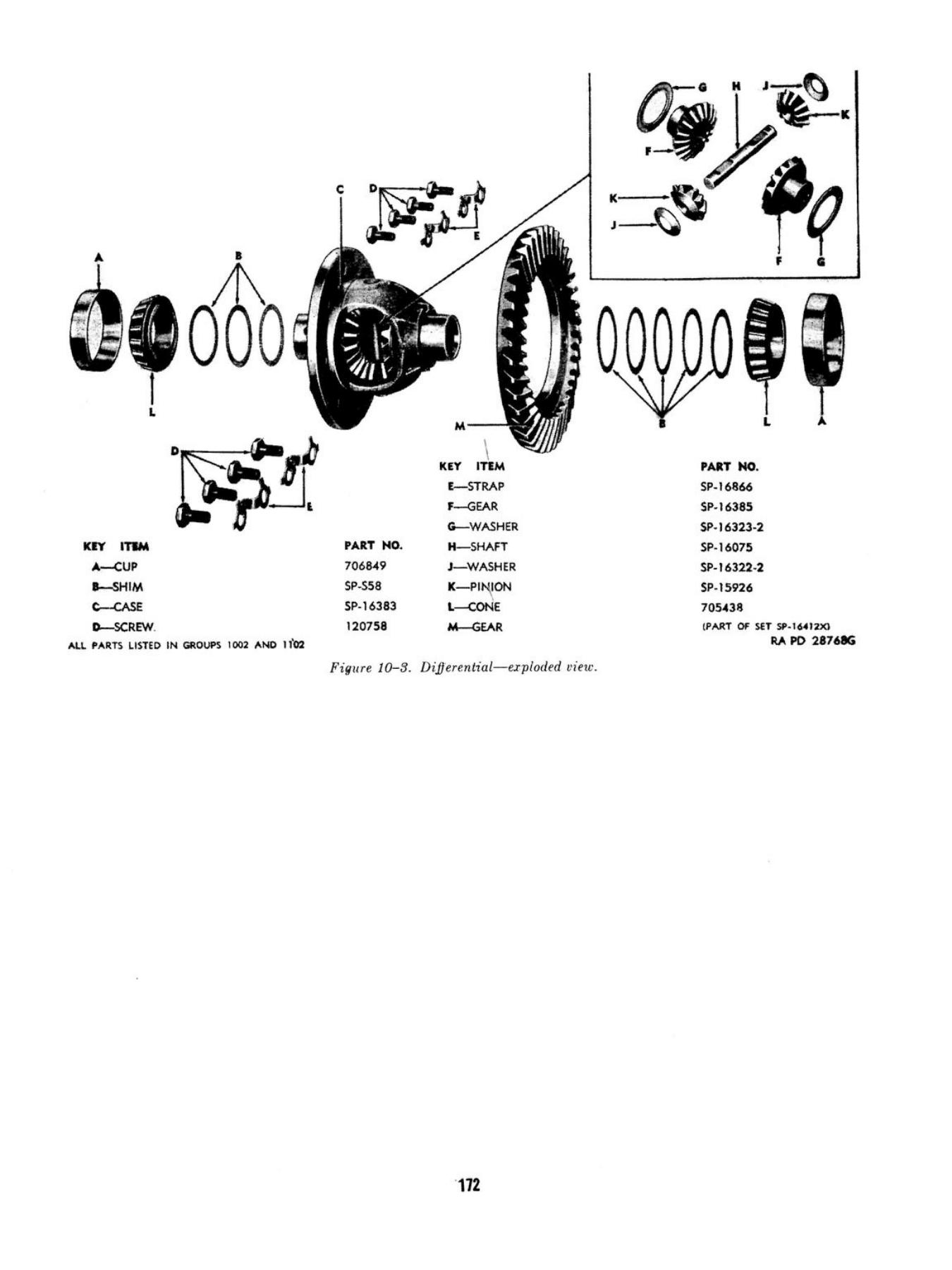 Front Axle Differential - ORD 9 G503 Original Drawing with Parts Markings