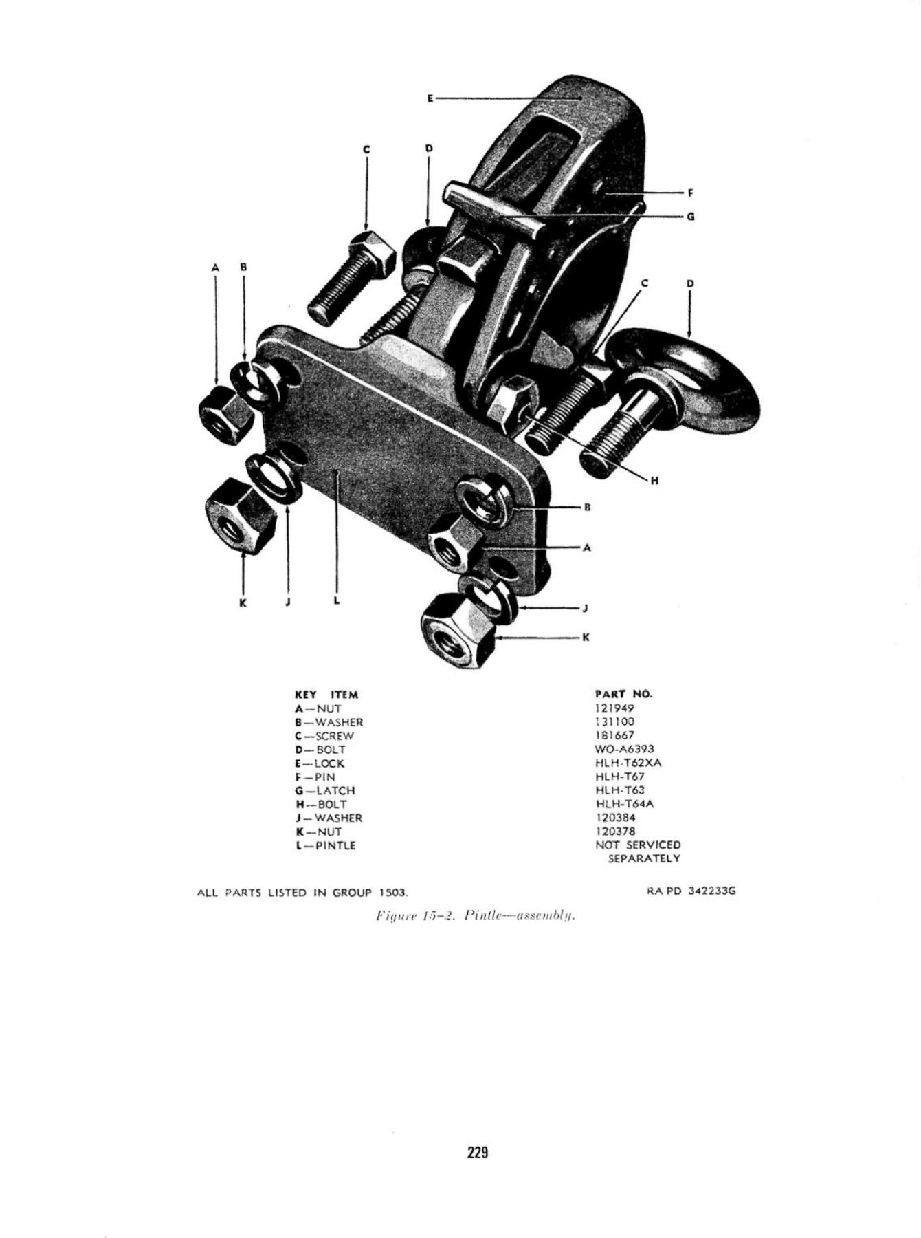 Towbar - Assembly - ORD 9 G503 Original Drawing with Parts Markings