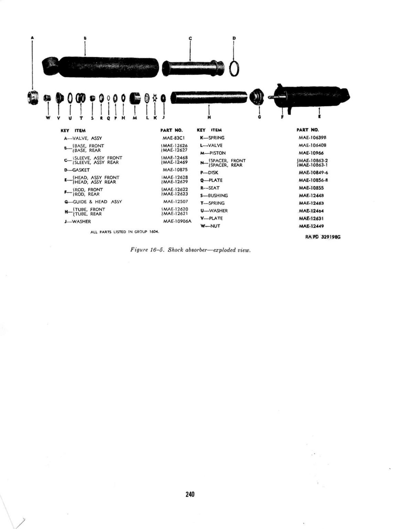 Shock Absorber — Exploded View — Original ORD 9 G503 Drawing With Parts Markings