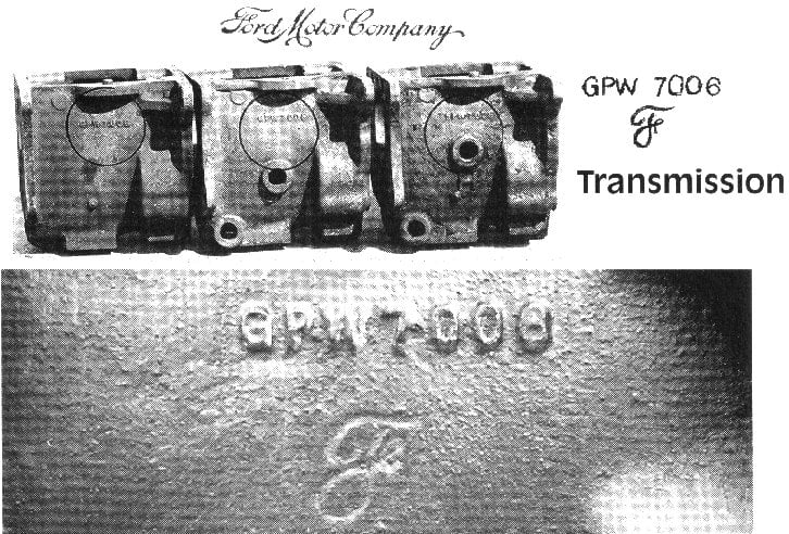 Ford GPW 7006 oznaka na kućištu menjača