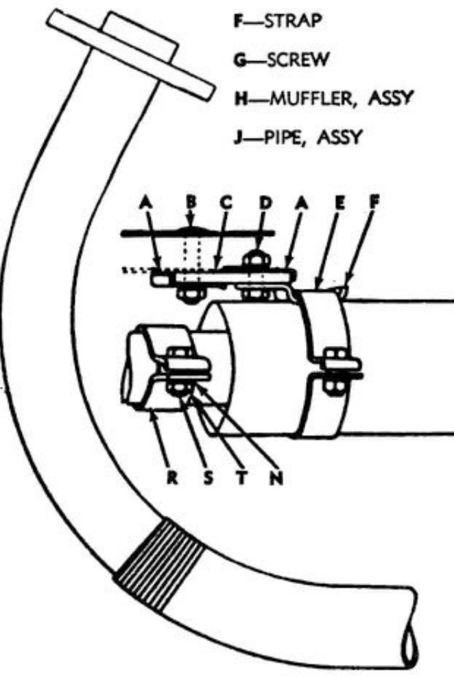 A 10199 · J · bent part of exhaust pipe