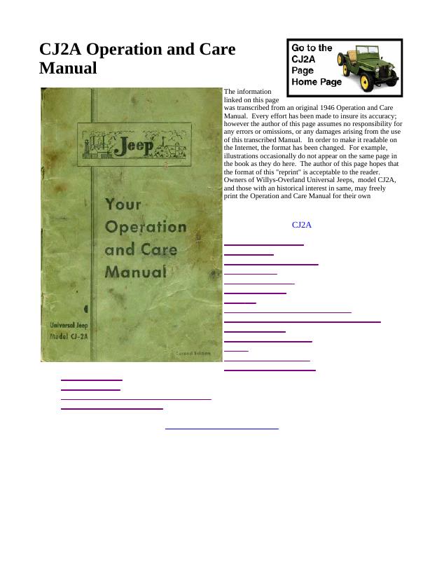Cover: CJ2A Manual 1945-49
