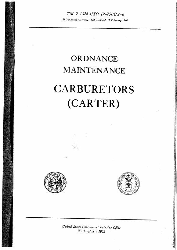 Cover: TM9-1826A Carburetor(539S)